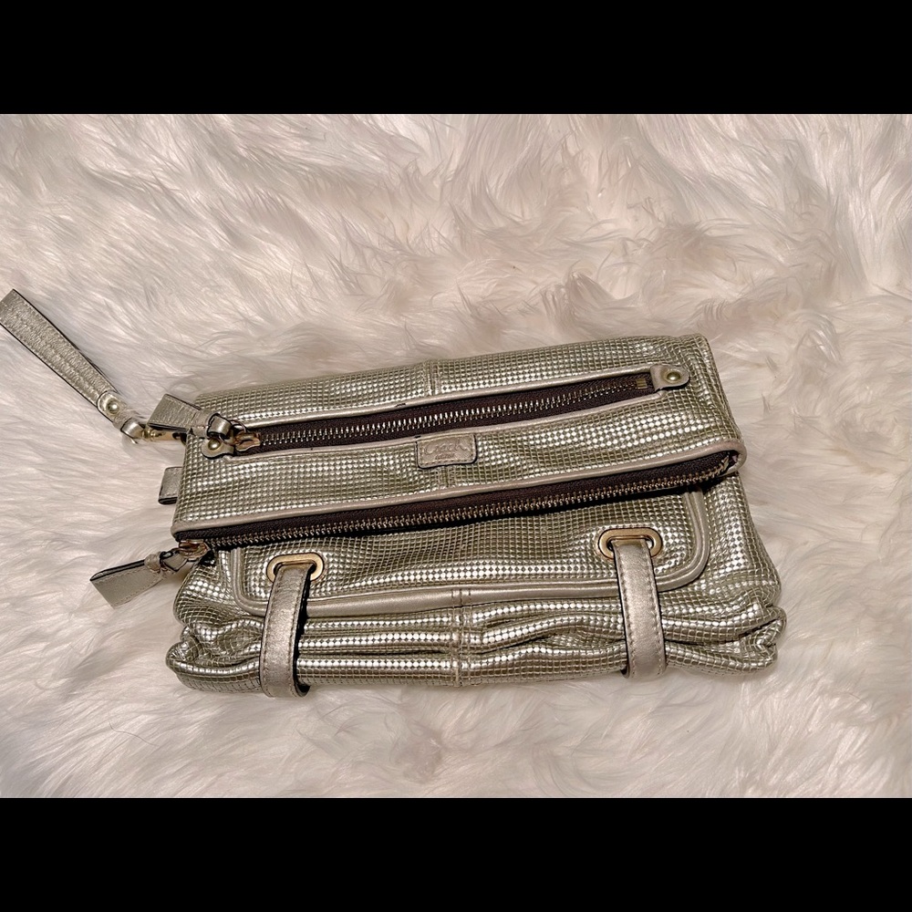 COACH wallet wristlet large size silver and gold hardware